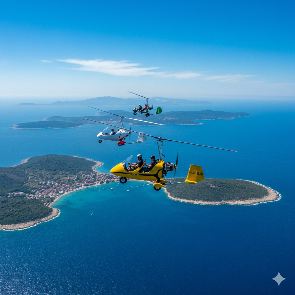 Gyrocopter fleet above Dalmatian islands